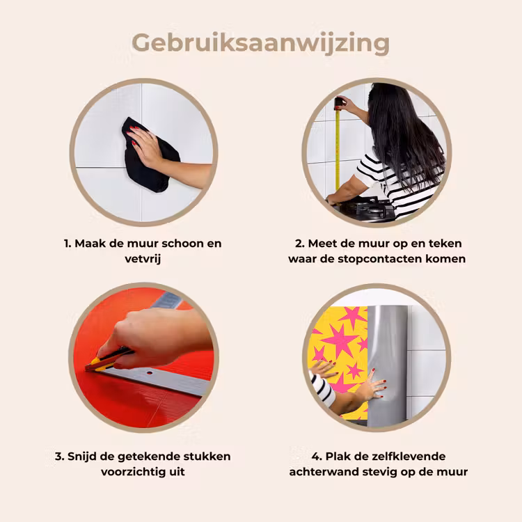 Keuken achterwand - Sterren - Patroon - Roze - Geel — 7