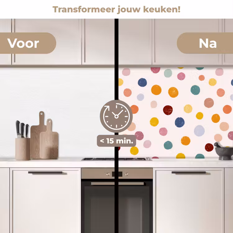 Keuken achterwand - Stippen - Subtiel - Kleurrijk — 2