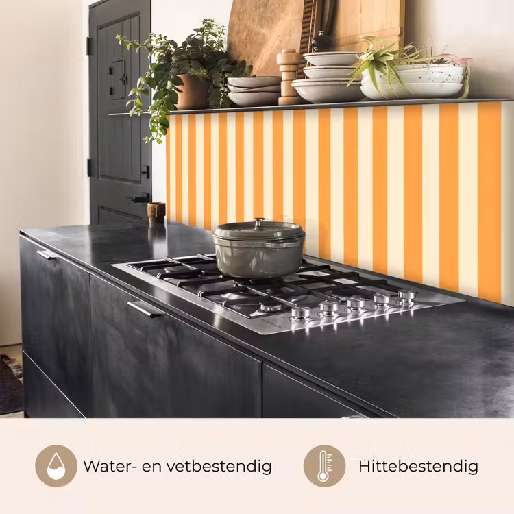Keuken achterwand - Strepen - Patroon - Oranje — 3