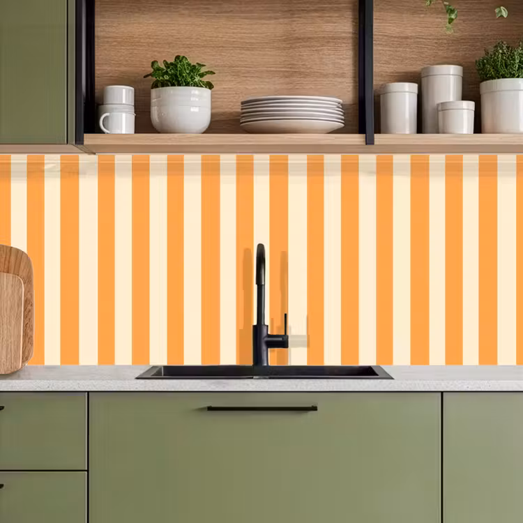 Keuken achterwand - Strepen - Patroon - Oranje — 5