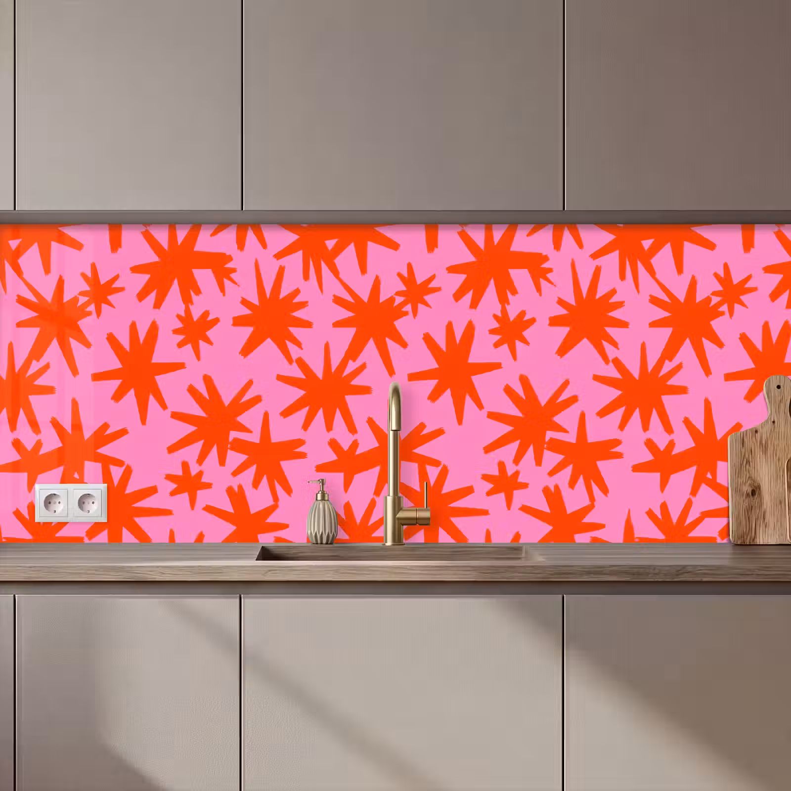 Keuken achterwand - Modern - Sterren - Roze — 1