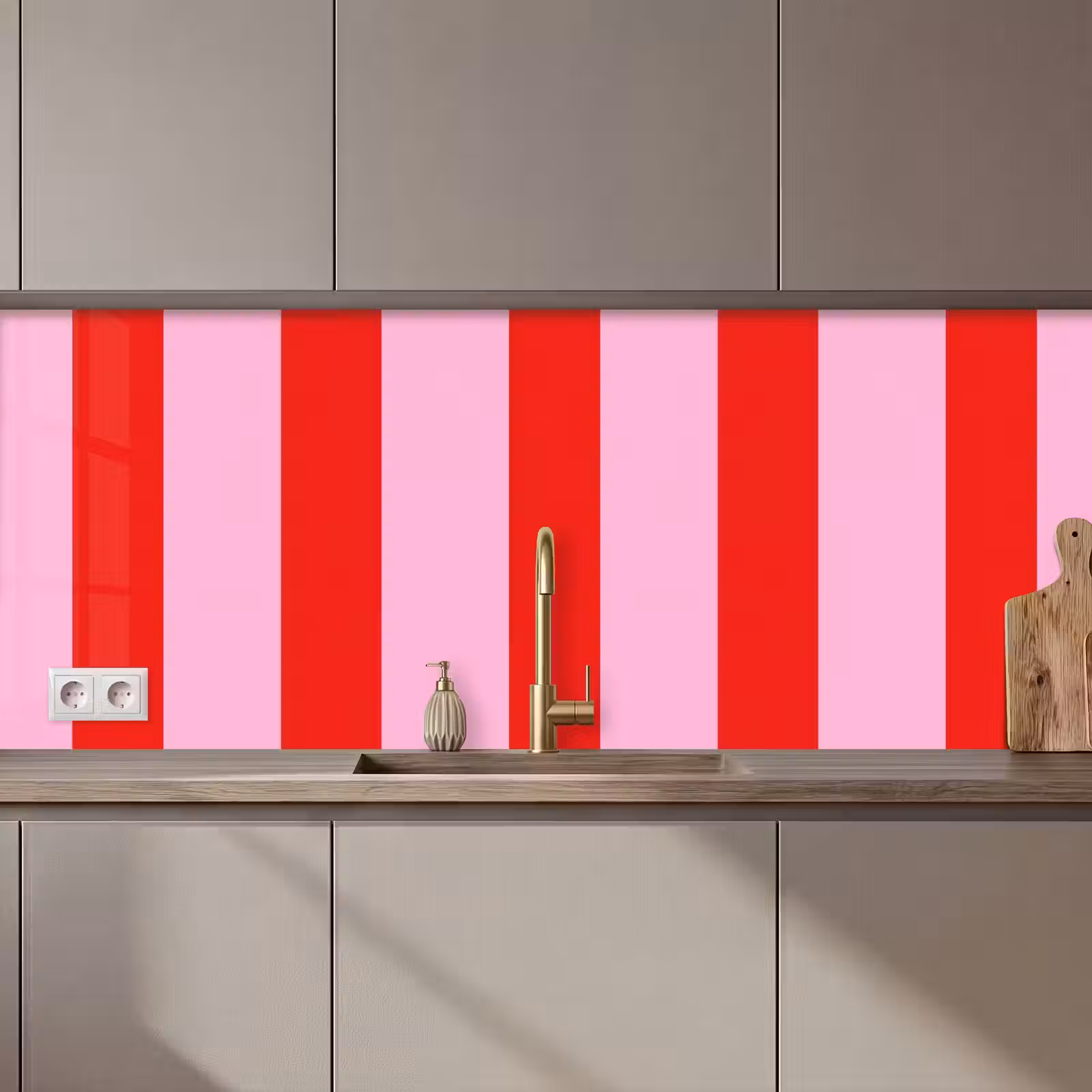 Keuken achterwand - Strepen - Klassiek - Roze — 1