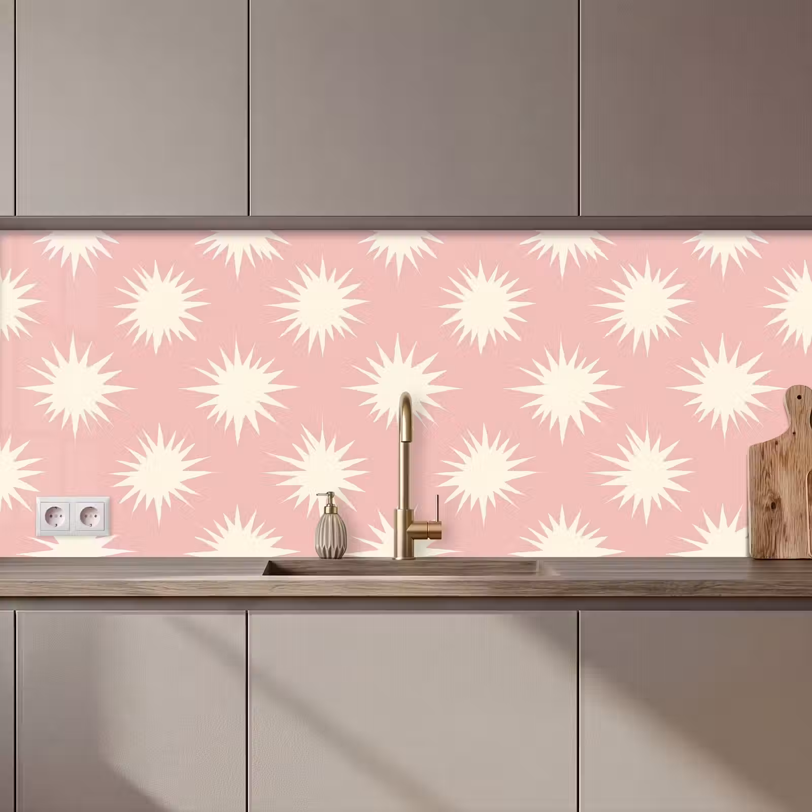 Keuken achterwand - Zonnen - Patroon - Roze — 1