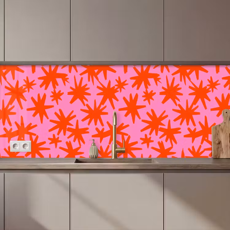 Keuken achterwand - Modern - Sterren - Roze — 1