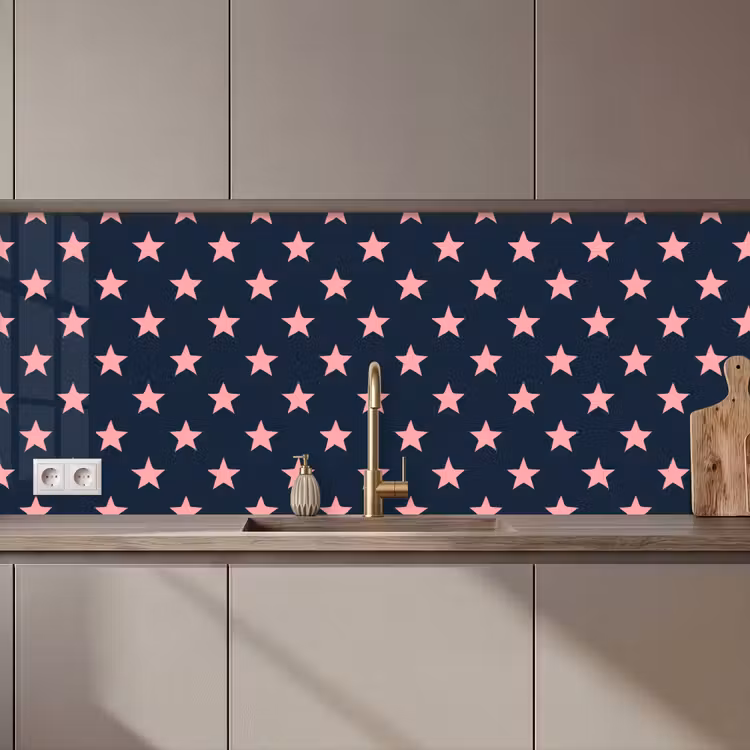 Keuken achterwand - Patroon - Sterren - Roze — 1