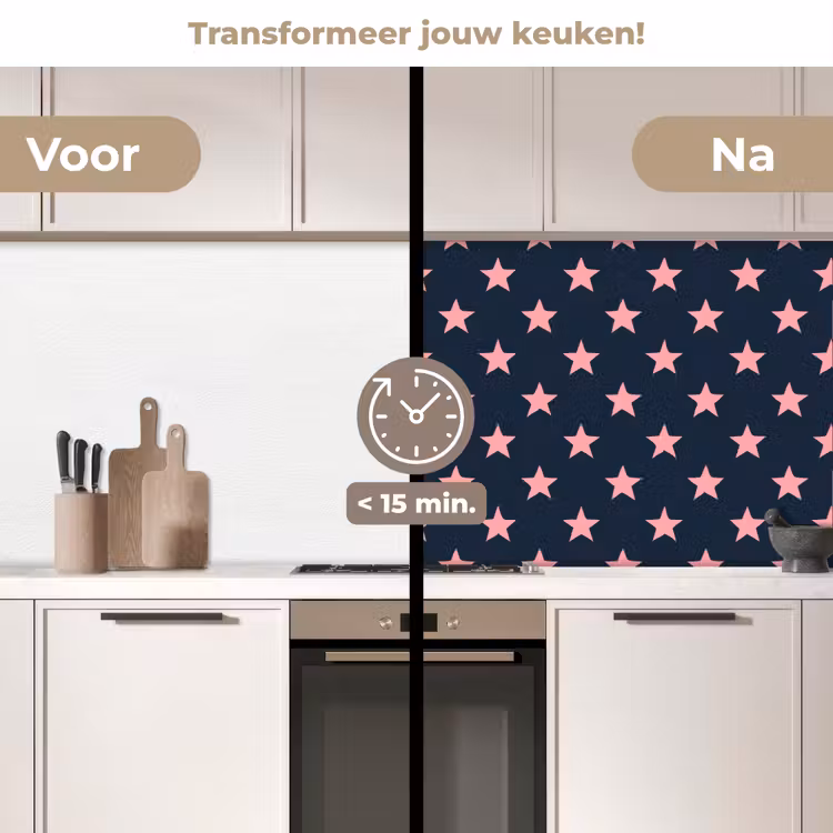Keuken achterwand - Patroon - Sterren - Roze — 2