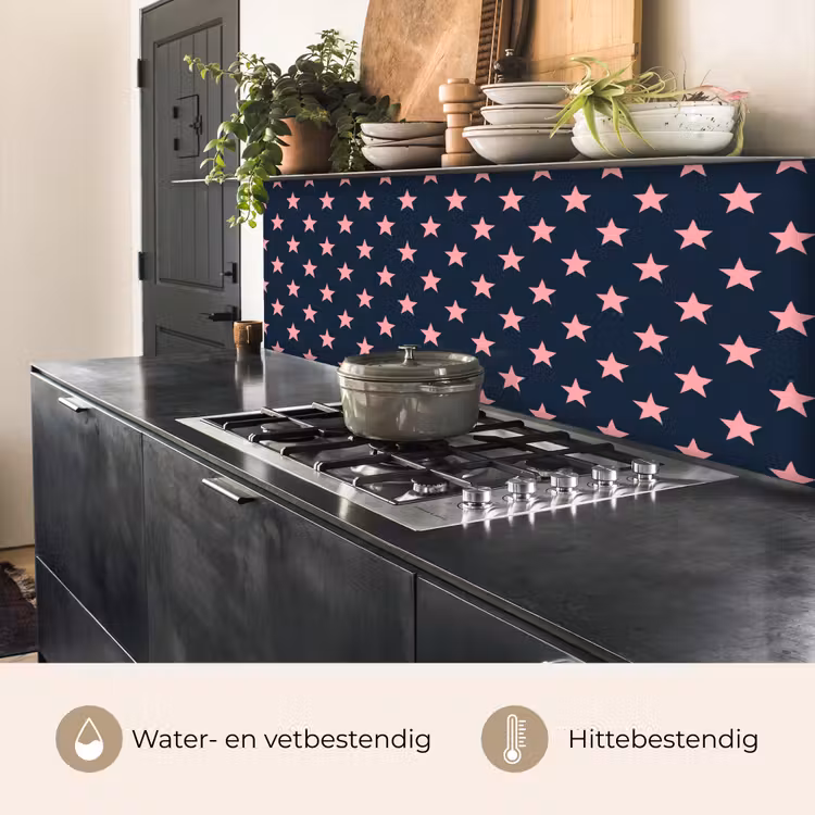 Keuken achterwand - Patroon - Sterren - Roze — 3