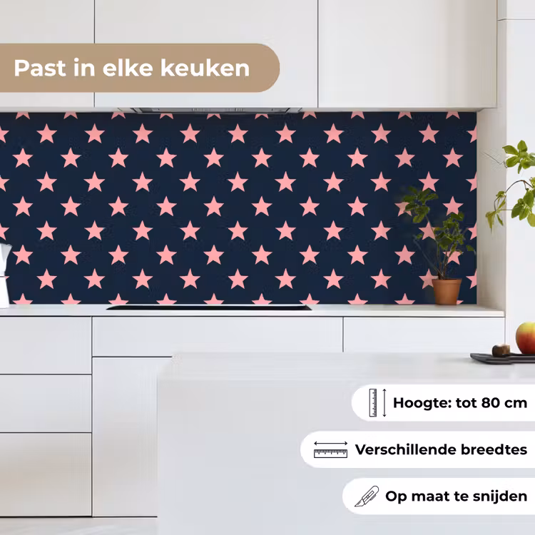 Keuken achterwand - Patroon - Sterren - Roze — 4