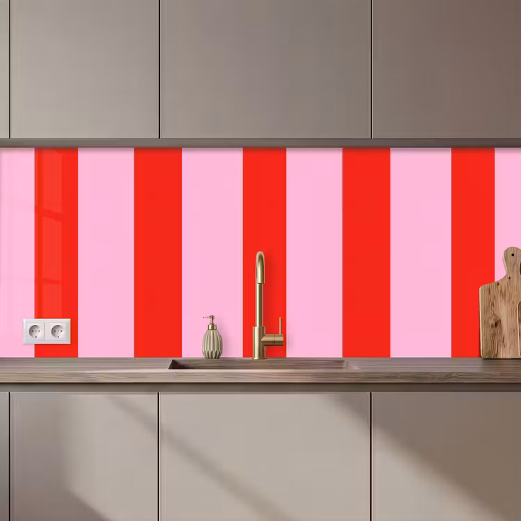 Keuken achterwand - Strepen - Klassiek - Roze — 1