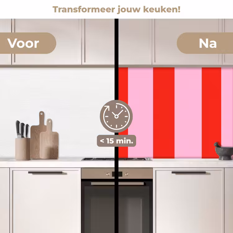 Keuken achterwand - Strepen - Klassiek - Roze — 2