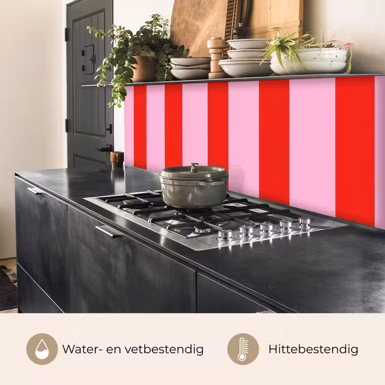 Keuken achterwand - Strepen - Klassiek - Roze — 3