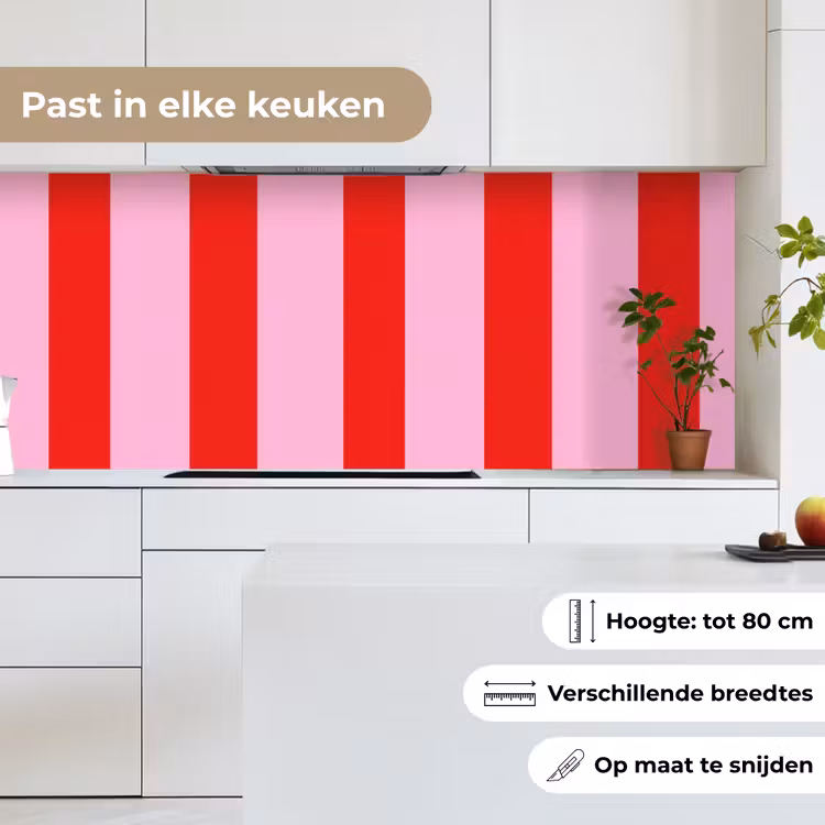 Keuken achterwand - Strepen - Klassiek - Roze — 4