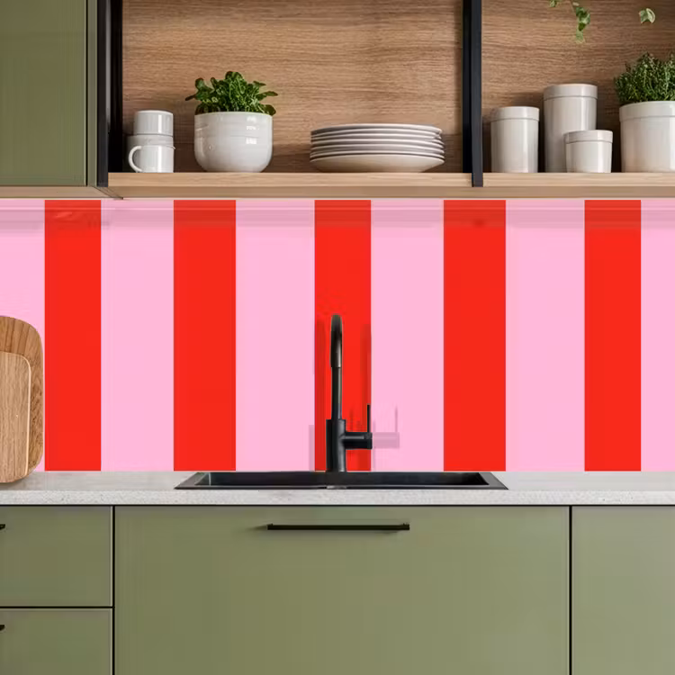 Keuken achterwand - Strepen - Klassiek - Roze — 5