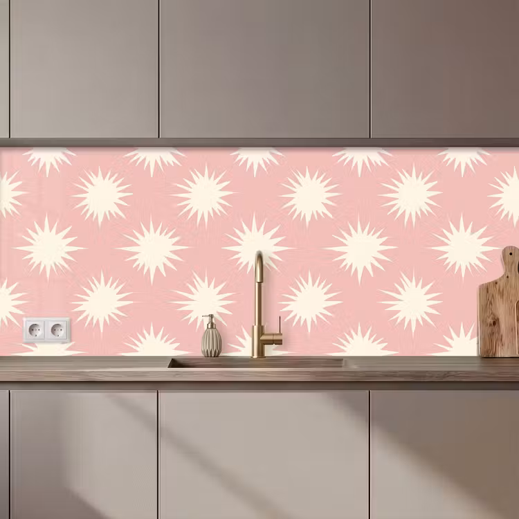 Keuken achterwand - Zonnen - Patroon - Roze — 1