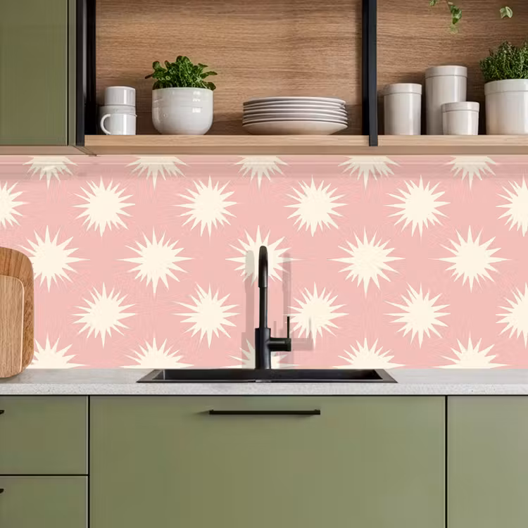 Keuken achterwand - Zonnen - Patroon - Roze — 5