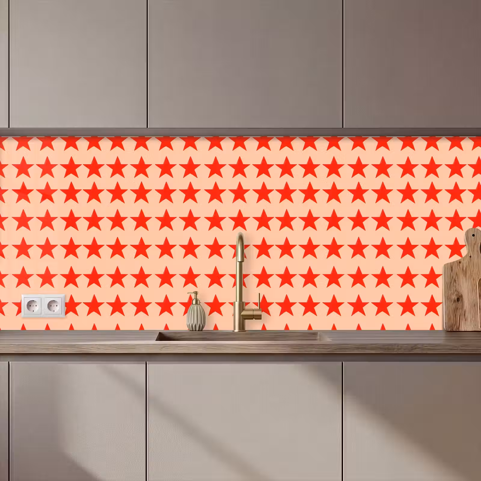 Keuken achterwand - Patroon - Sterren - Rood — 1
