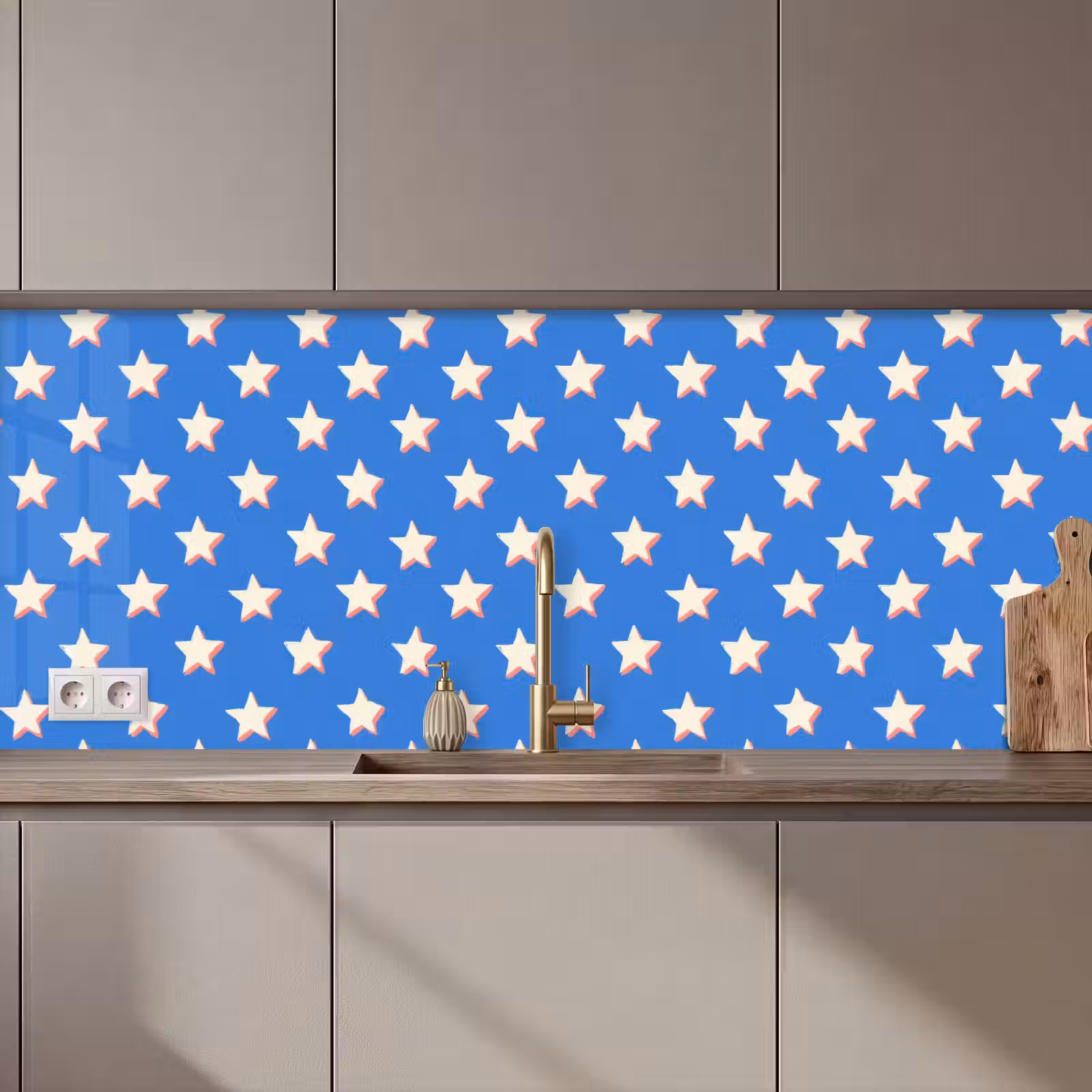Keuken achterwand - Sterren - Patroon - Blauw — 1