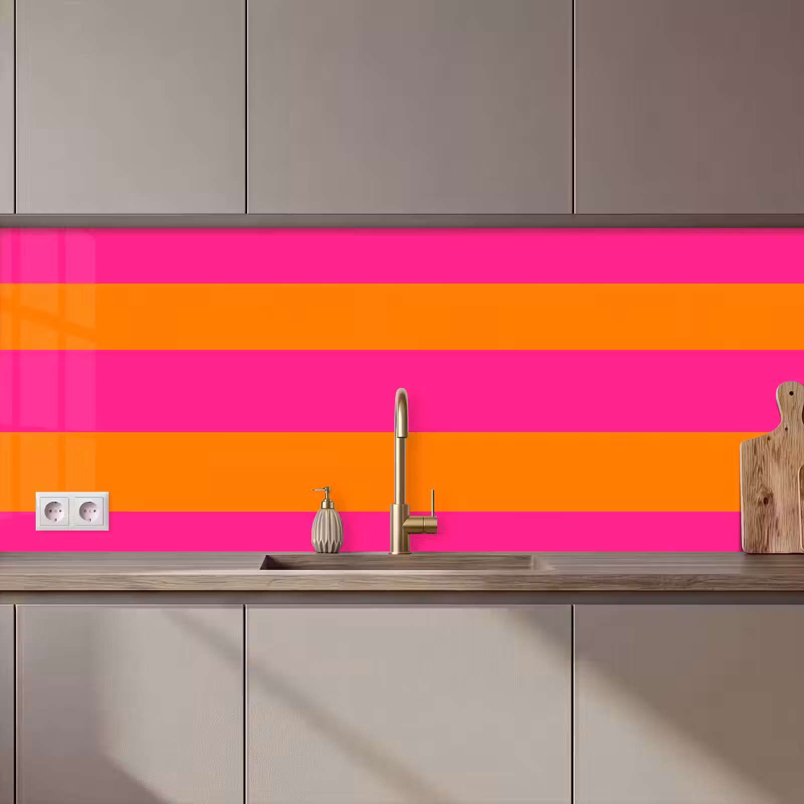 Keuken achterwand - Strepen - Horizontaal - Roze — 1