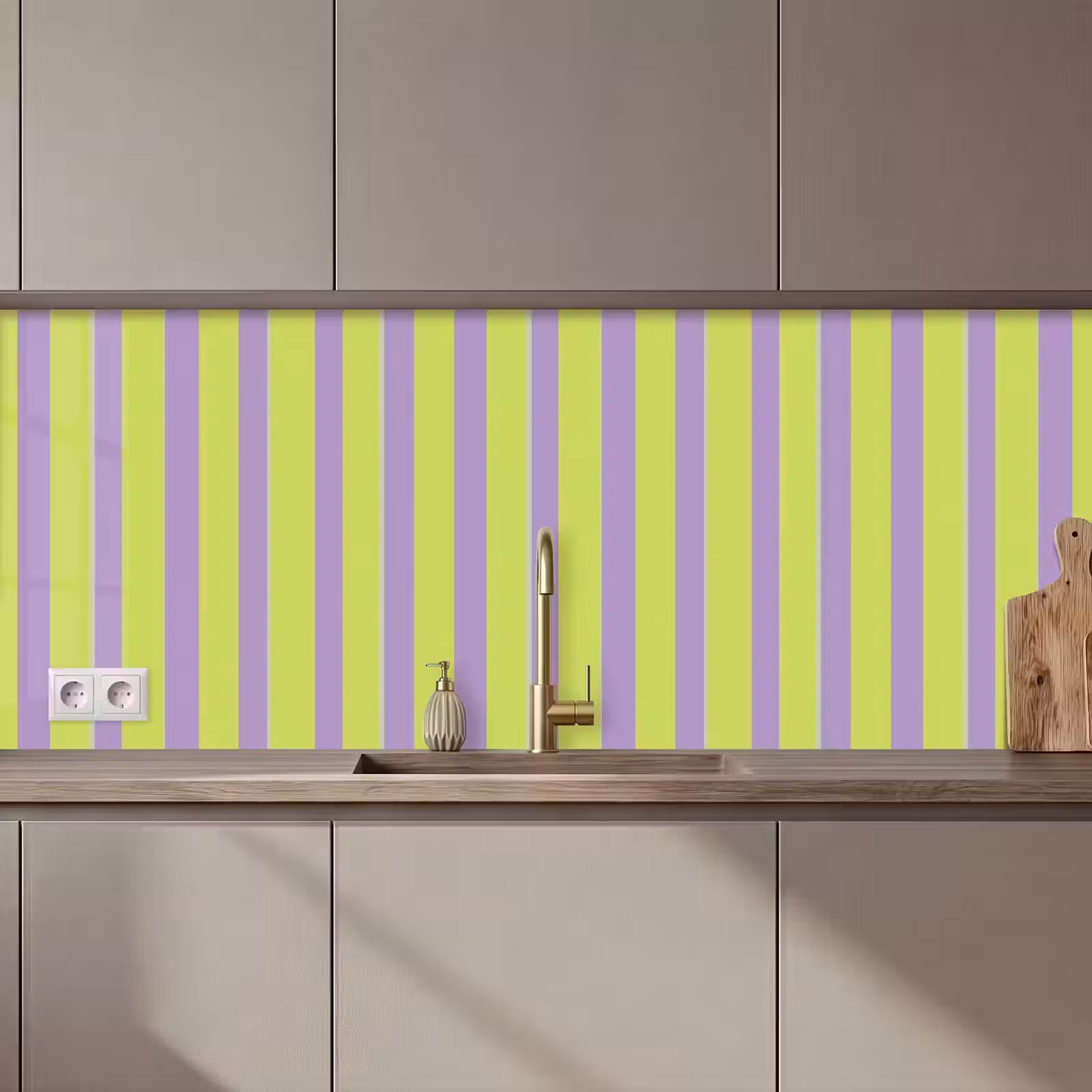Keuken achterwand - Strepen - Patroon - Groen — 1