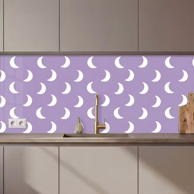 Keuken achterwand - Manen - Patroon - Paars — 1