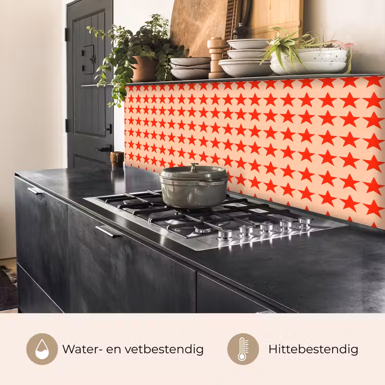 Keuken achterwand - Patroon - Sterren - Rood — 3