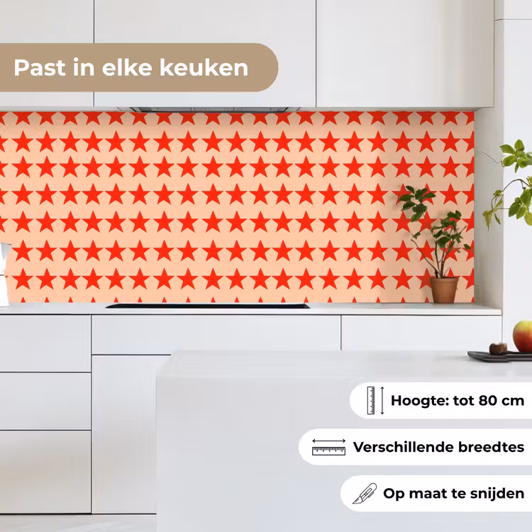 Keuken achterwand - Patroon - Sterren - Rood — 4