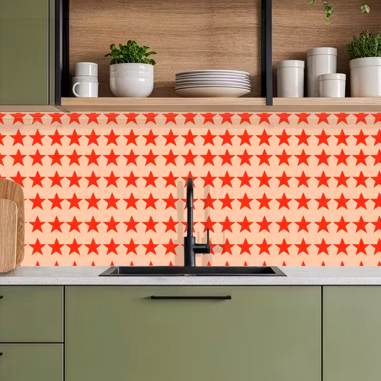 Keuken achterwand - Patroon - Sterren - Rood — 5