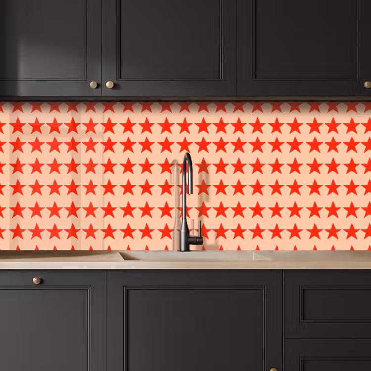 Keuken achterwand - Patroon - Sterren - Rood — 6