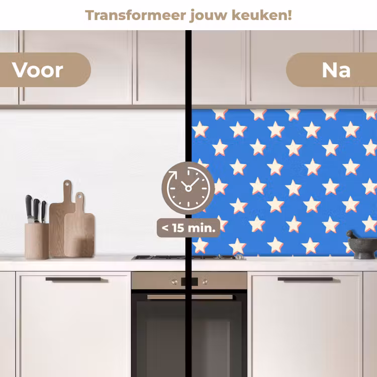 Keuken achterwand - Sterren - Patroon - Blauw — 2