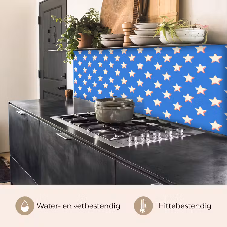 Keuken achterwand - Sterren - Patroon - Blauw — 3