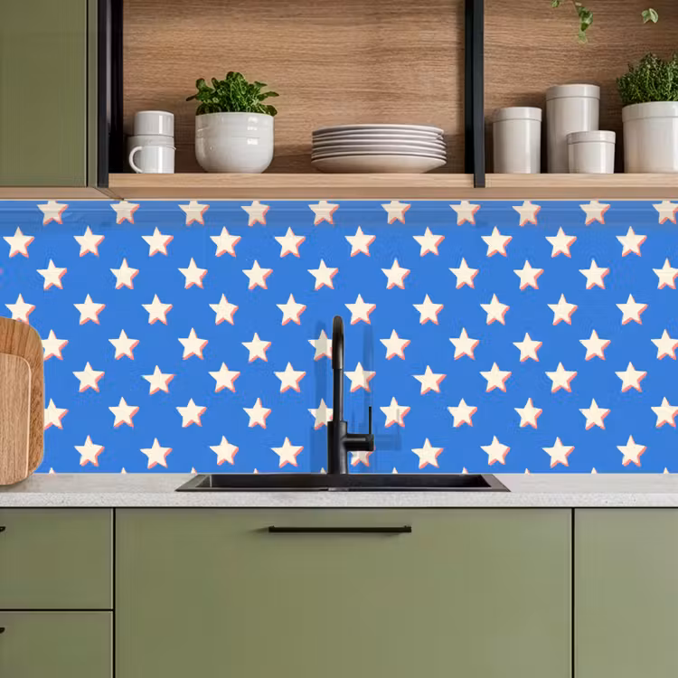 Keuken achterwand - Sterren - Patroon - Blauw — 5