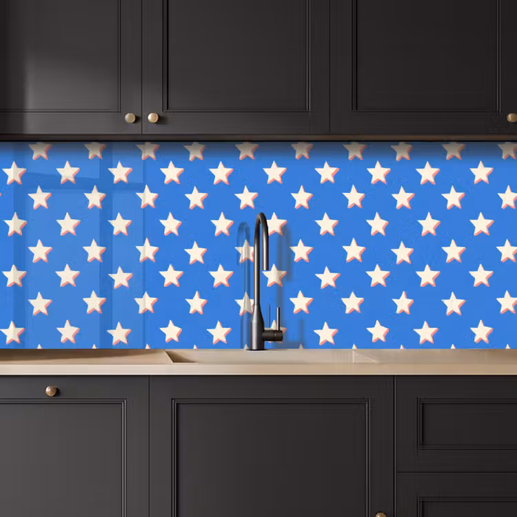 Keuken achterwand - Sterren - Patroon - Blauw — 6