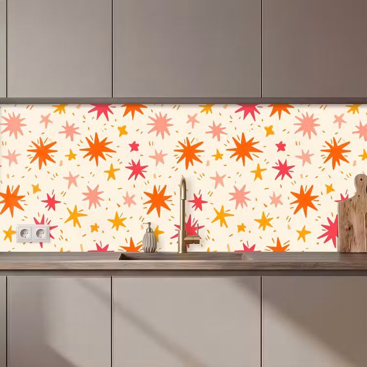Keuken achterwand - Sterren - Speels - Kleurrijk — 1