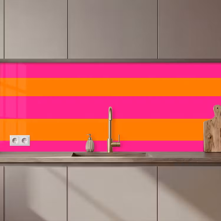 Keuken achterwand - Strepen - Horizontaal - Roze — 1