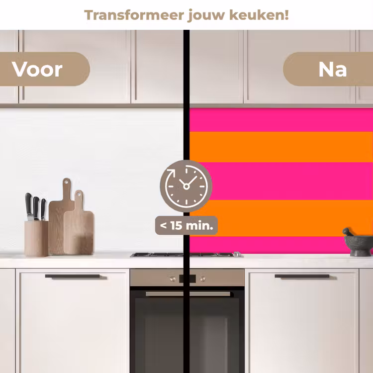 Keuken achterwand - Strepen - Horizontaal - Roze — 2