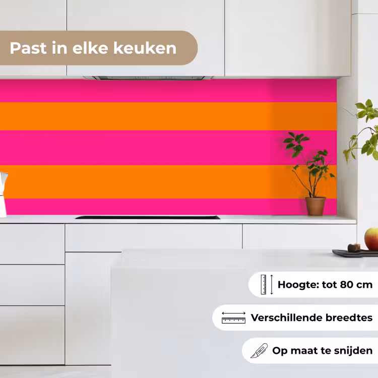 Keuken achterwand - Strepen - Horizontaal - Roze — 4
