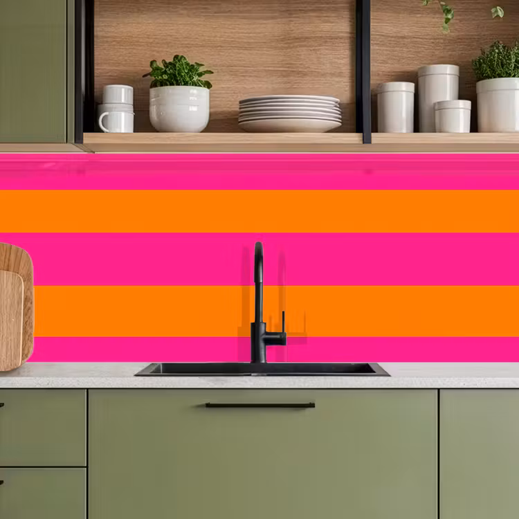Keuken achterwand - Strepen - Horizontaal - Roze — 5