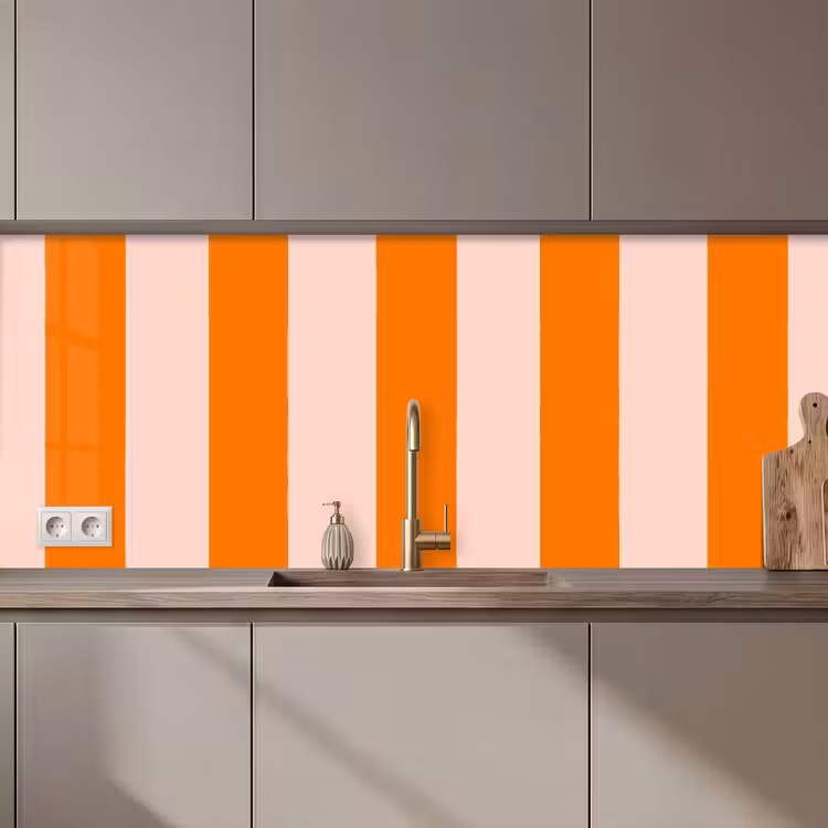 Keuken achterwand - Strepen - Modern - Oranje — 1