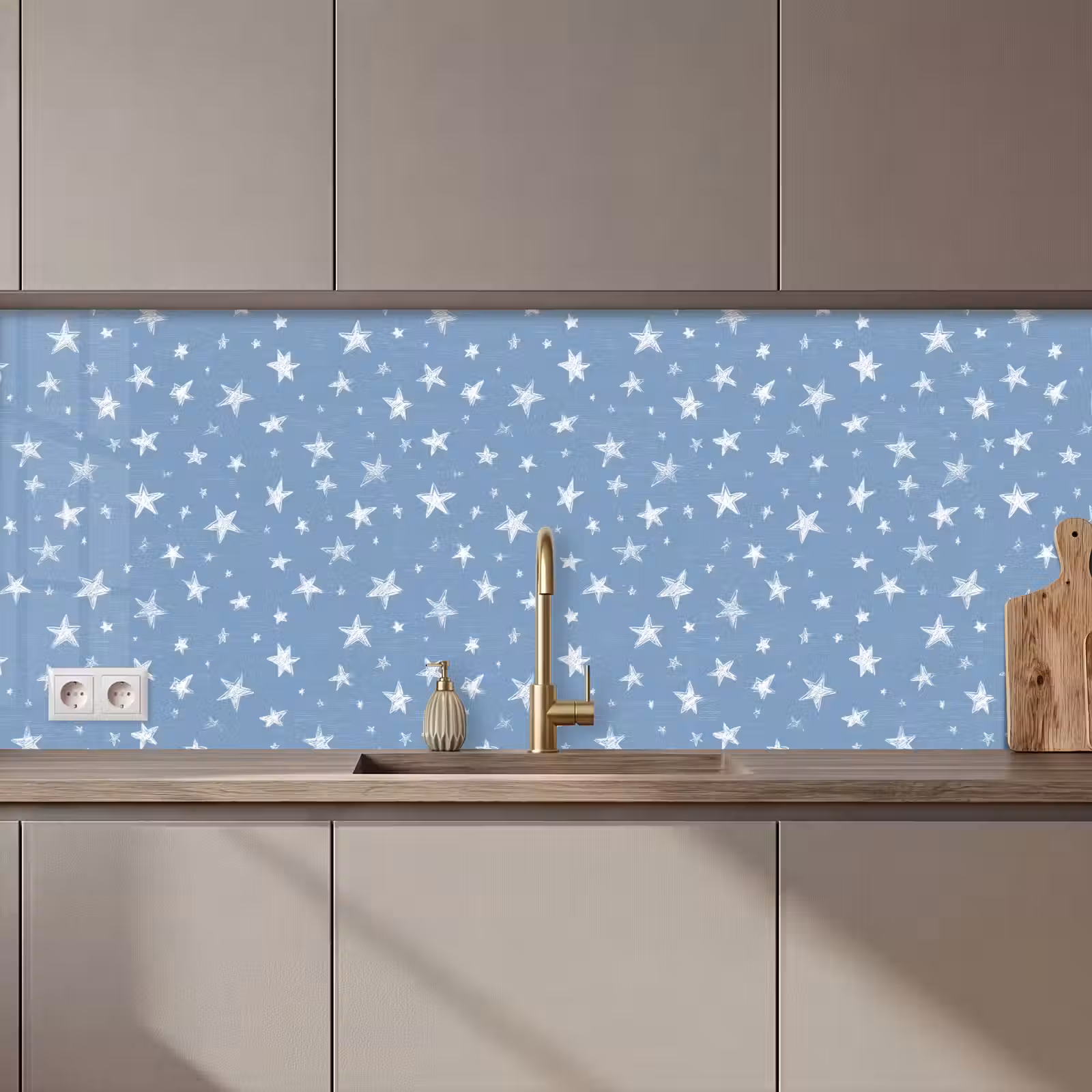 Keuken achterwand - Sterretjes - Patroon - Blauw — 1