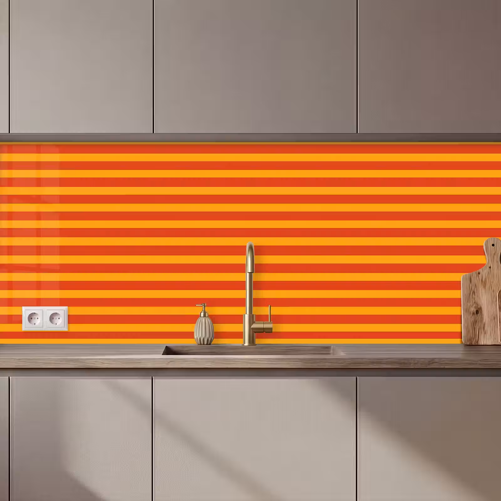 Keuken achterwand - Strepen - Patroon - Oranje — 1