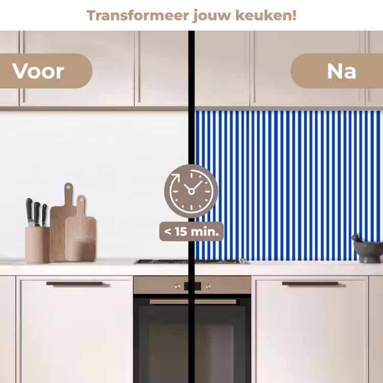 Keuken achterwand - Klassiek - Strepen - Blauw — 2