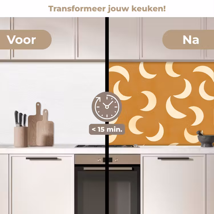 Keuken achterwand - Manen - Patroon - Oker — 2