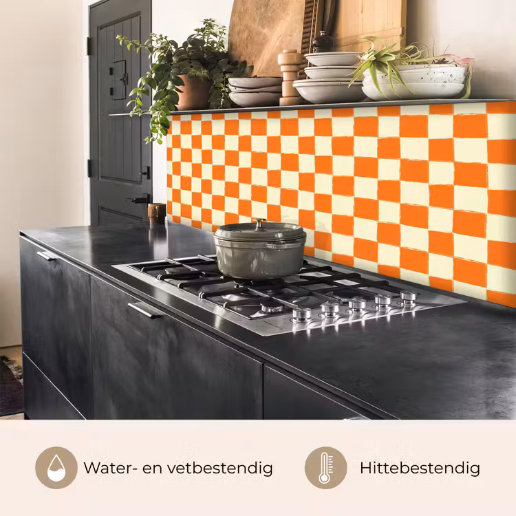 Keuken achterwand - Schaak - Patroon - Oranje — 3