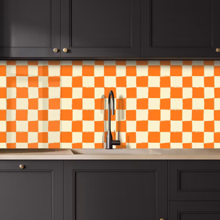 Keuken achterwand - Schaak - Patroon - Oranje — 6