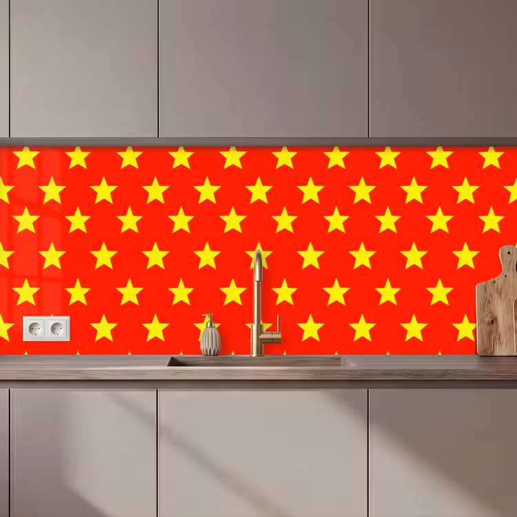 Keuken achterwand - Ster - Patroon - Geel — 1