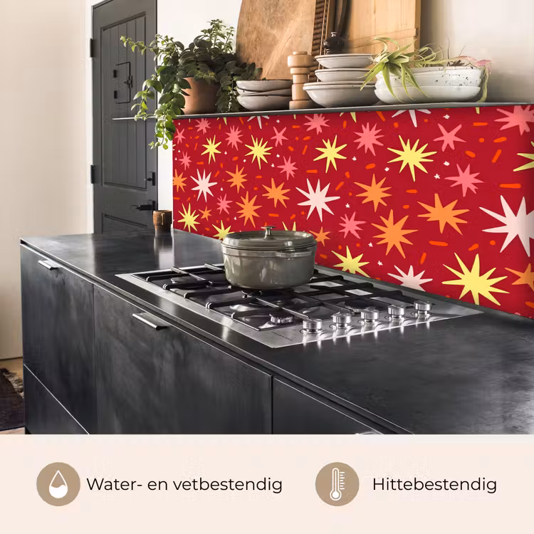 Keuken achterwand - Sterren - Speels - Rood — 3