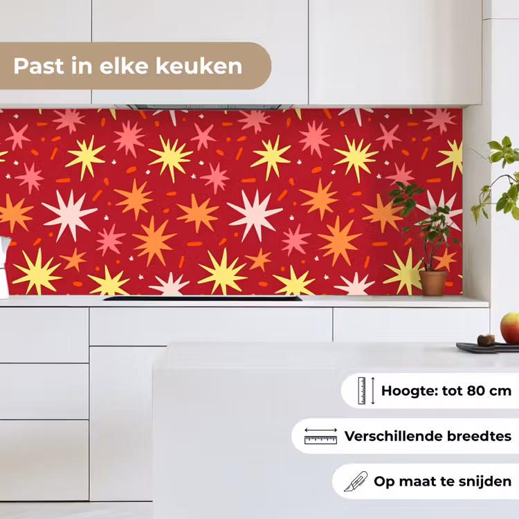 Keuken achterwand - Sterren - Speels - Rood — 4