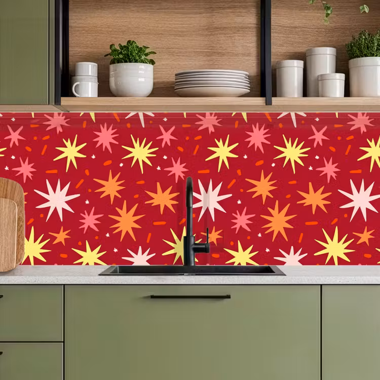 Keuken achterwand - Sterren - Speels - Rood — 5