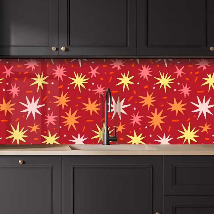 Keuken achterwand - Sterren - Speels - Rood — 6