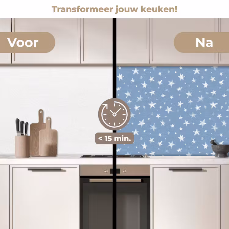 Keuken achterwand - Sterretjes - Patroon - Blauw — 2